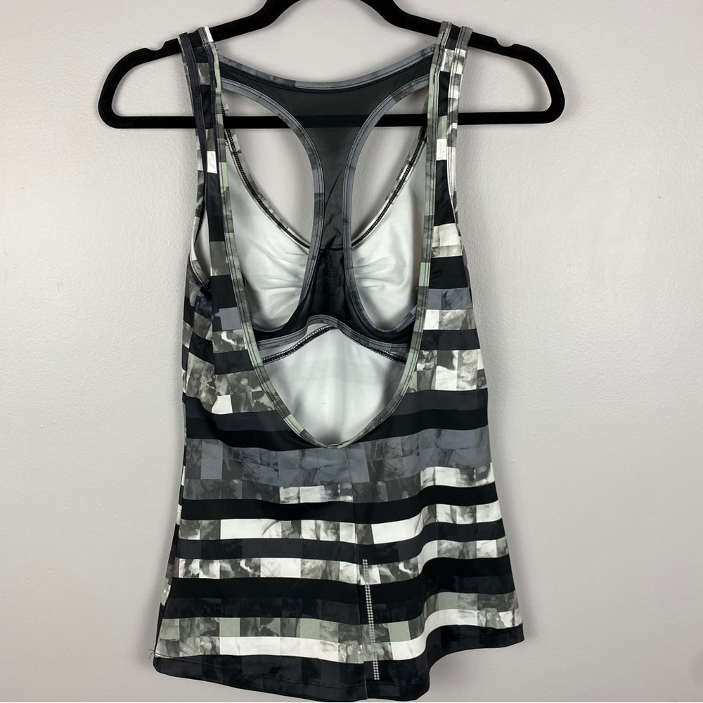 Surin Ruched Mesh Back Tank Top Small Black Grey - Picture 7 of 10